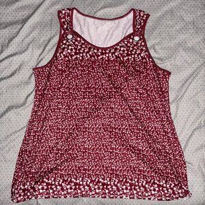 Red and White Floral Tank Shirt Womans Size 20x21 New